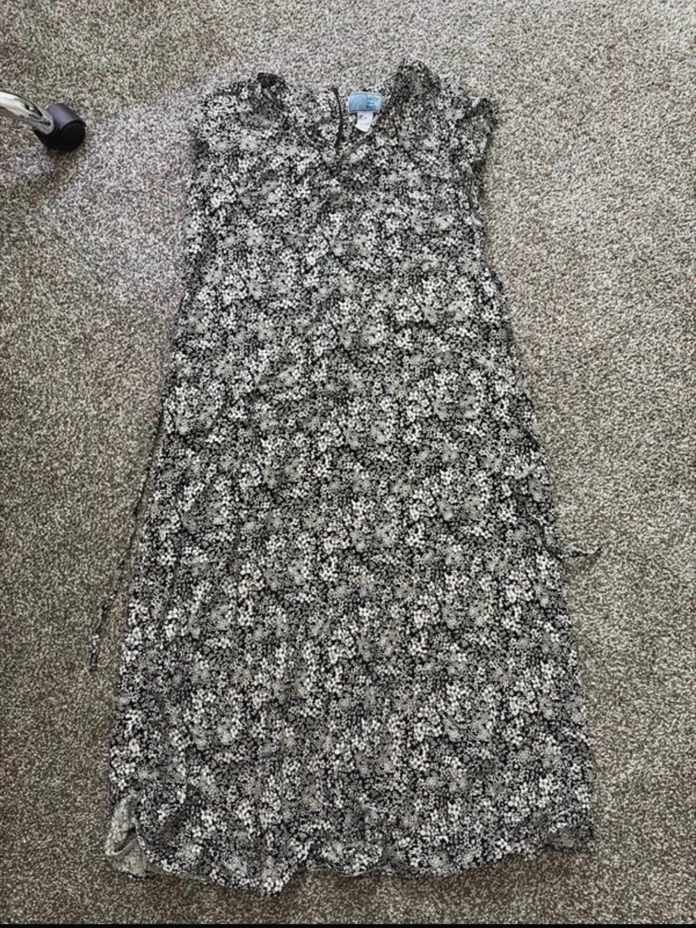 Floral Black & White Midi Maternity Dress